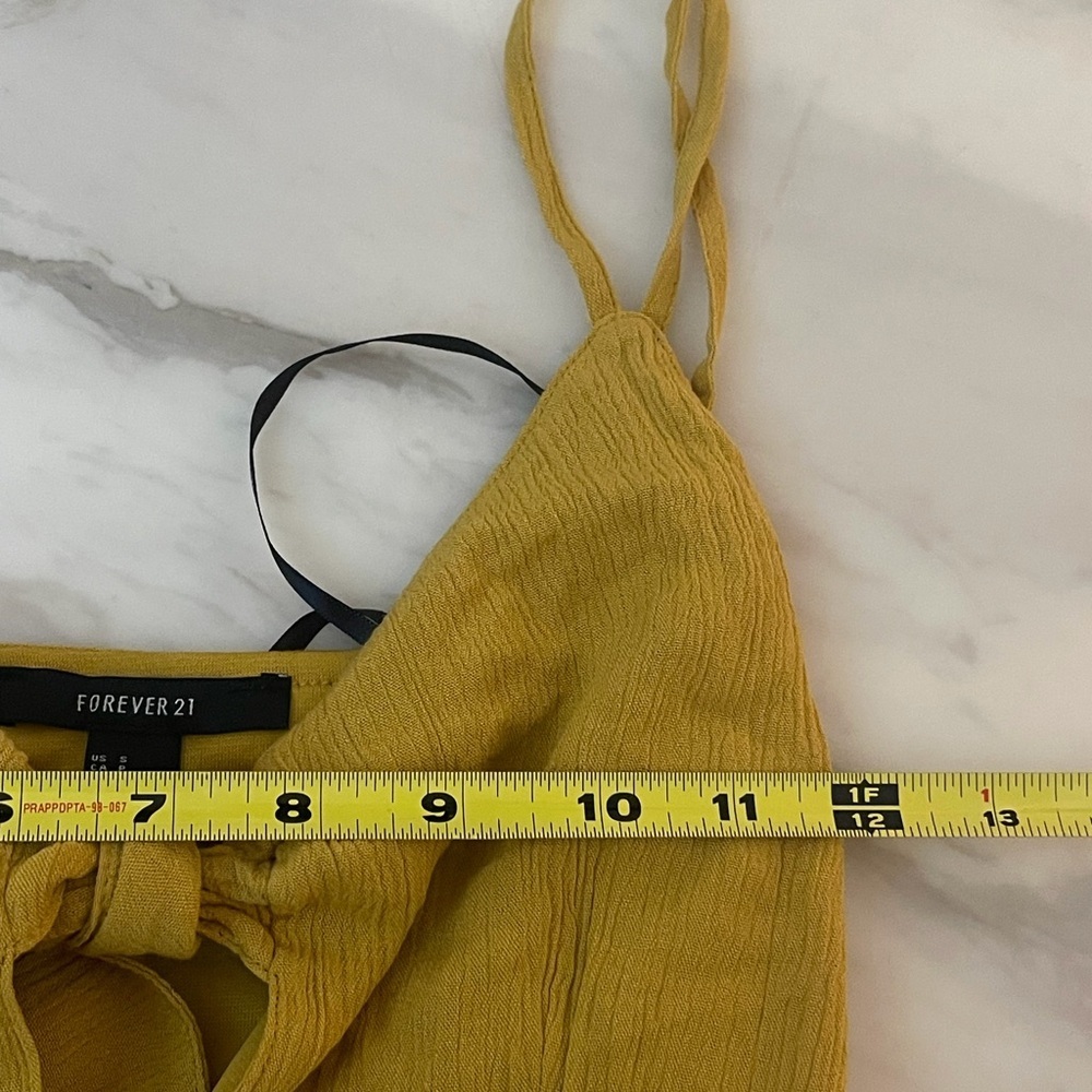 Forever 21 Mustard Yellow Tie Front Maxi Dress Small - Picture 10 of 12